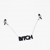 Зажимы на соски с кожаной подвеской Bitch - Crazy Handmade - купить с доставкой в Саратове