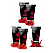 Набор из 5 съедобных лубрикантов JUJU (клубника х 2, малина х 2, вишня) - JuJu - купить с доставкой в Саратове