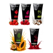 Набор из 5 съедобных лубрикантов JUJU (клубника, малина, тропические фрукты, вишня, кокос) - JuJu - купить с доставкой в Саратове