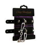 Черно-фиолетовые скругленные наручники с мягкой подкладкой - Crazy Handmade - купить с доставкой в Саратове Черно-фиолетовые скругленные наручники с мягкой подкладкой - Crazy Handmade - купить с доставкой в Саратове