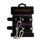 Черно-фиолетовые скругленные наручники с мягкой подкладкой - Crazy Handmade - купить с доставкой в Саратове Черно-фиолетовые скругленные наручники с мягкой подкладкой - Crazy Handmade - купить с доставкой в Саратове