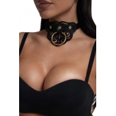 Черный чокер с клепками и золотистой фурнитурой - Crazy Handmade - купить с доставкой в Саратове Черный чокер с клепками и золотистой фурнитурой - Crazy Handmade - купить с доставкой в Саратове