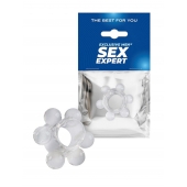 Прозрачное эрекционное кольцо с 6 стимулирующими шариками - Sex Expert - в Саратове купить с доставкой Прозрачное эрекционное кольцо с 6 стимулирующими шариками - Sex Expert - в Саратове купить с доставкой