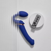 Синий безремневой страпон Multi Orgasm Bendable Strap-On size XL с клиторальной стимуляцией - Strap-on-me - купить с доставкой в Саратове