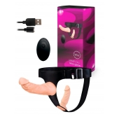 Женский страпон с 2 насадками, вибрацией и пультом ДУ - Erowoman-Eroman - купить с доставкой в Саратове