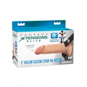 Телесный пустотелый фаллопротез 5’’ Hollow Silicone Strap-On - 14 см. - Pipedream - купить с доставкой в Саратове