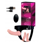 Женский страпон с 3 насадками и вибрацией - Erowoman-Eroman - купить с доставкой в Саратове