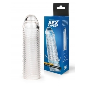 Прозрачная закрытая насадка на пенис с ребрышками - 16 см. - Sex Expert - в Саратове купить с доставкой