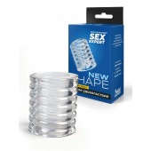 Прозрачная сквозная насадка на пенис с ребрышками - Sex Expert - в Саратове купить с доставкой