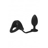 Черное эрекционное кольцо с анальной пробкой Cockstrap With Anal Plug - Dream Toys - в Саратове купить с доставкой