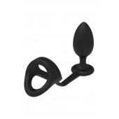 Черное эрекционное кольцо с анальной пробкой Cockstrap With Anal Plug - Dream Toys - в Саратове купить с доставкой
