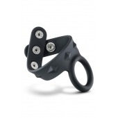 Черное эрекционное кольцо с подхватом мошонки на кнопках VS6 - Blush Novelties - в Саратове купить с доставкой
