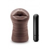 Коричневый мастурбатор-ротик Krystal Vibrating Masturbator - Blush Novelties - в Саратове купить с доставкой