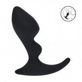 Черная анальная пробка для массажа простаты Double Ripple Silicone Prostate Massager - Shots Media BV - в Саратове купить с доставкой