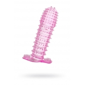 Гелевая розовая насадка с шипами - 12 см. - Toyfa Basic - в Саратове купить с доставкой