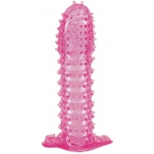 Гелевая розовая насадка с шипами - 12 см. - Toyfa Basic - в Саратове купить с доставкой