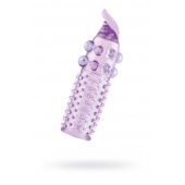 Гелевая фиолетовая насадка с шариками, шипами и усиком - 11 см. - Toyfa Basic - в Саратове купить с доставкой