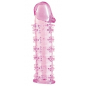 Гелевая розовая насадка на фаллос с шипами - 12 см. - Toyfa Basic - в Саратове купить с доставкой