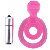 Розовая вибронасадка со стимулятор клитора   Язычок - Toyfa Basic - в Саратове купить с доставкой