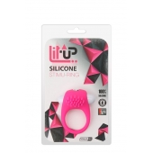 Розовое эрекционное кольцо с щеточкой LIT-UP SILICONE STIMU RING 5 - Dream Toys - в Саратове купить с доставкой