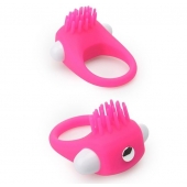 Розовое эрекционное кольцо с щеточкой LIT-UP SILICONE STIMU RING 5 - Dream Toys - в Саратове купить с доставкой