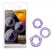 Набор из 3 фиолетовых эрекционных колец Stay Hard Beaded Cockrings - Blush Novelties - в Саратове купить с доставкой