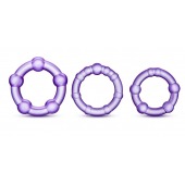 Набор из 3 фиолетовых эрекционных колец Stay Hard Beaded Cockrings - Blush Novelties - в Саратове купить с доставкой