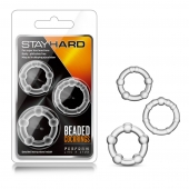 Набор из 3 прозрачных эрекционных колец Stay Hard Beaded Cockrings - Blush Novelties - в Саратове купить с доставкой