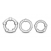 Набор из 3 прозрачных эрекционных колец Stay Hard Beaded Cockrings - Blush Novelties - в Саратове купить с доставкой