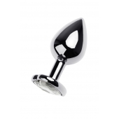 Серебристая анальная пробка с прозрачным кристаллом-сердцем - 8 см. - ToyFa - купить с доставкой в Саратове