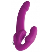 Ярко-розовый безремневой вибрострапон Evoke Vibrating Strapless Silicone Strap-on Dildo - XR Brands - купить с доставкой в Саратове