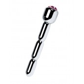 Серебристый уретральный плаг со стразом - 7 см. - ToyFa - купить с доставкой в Саратове