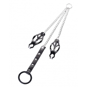 Черно-серебристые зажимы для сосков с кольцом для пениса TOYFA Metal - ToyFa - купить с доставкой в Саратове