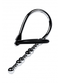 Серебристый уретральный плаг-бусины TOYFA Metal с мягким фиксириющим кольцом - ToyFa - купить с доставкой в Саратове