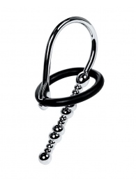 Серебристый уретральный плаг-бусины TOYFA Metal с мягким фиксириющим кольцом - ToyFa - купить с доставкой в Саратове