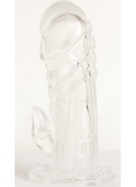 Прозрачная гелевая насадка с клиторальным отростком - 13 см. - Toyfa Basic - в Саратове купить с доставкой