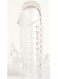 Гелевая прозрачная насадка с 2 отростками - 13 см. - Toyfa Basic - в Саратове купить с доставкой