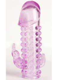 Закрытая фиолетовая насадка с 2 отростками - 13 см. - Toyfa Basic - в Саратове купить с доставкой