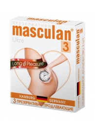 Розовые презервативы Masculan Ultra Long Pleasure с колечками, пупырышками и продлевающим эффектом - 3 шт. - Masculan - купить с доставкой в Саратове