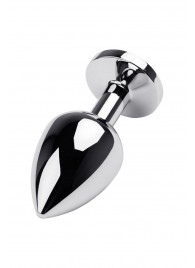 Серебристая коническая анальная пробка с красным кристаллом - 8 см. - ToyFa - купить с доставкой в Саратове