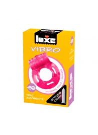 Розовое эрекционное виброкольцо Luxe VIBRO  Ужас Альпиниста  + презерватив - Luxe - в Саратове купить с доставкой