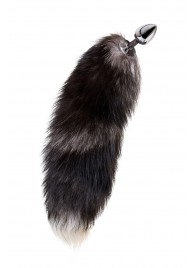 Серебристая металлическая анальная втулка с хвостом чернобурой лисы - размер S - ToyFa - купить с доставкой в Саратове