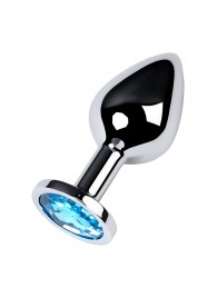 Серебристая конусовидная анальная пробка с голубым кристаллом - 8 см. - ToyFa - купить с доставкой в Саратове