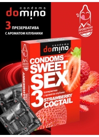 Презервативы для орального секса DOMINO Sweet Sex с ароматом клубничного коктейля  - 3 шт. - Domino - купить с доставкой в Саратове
