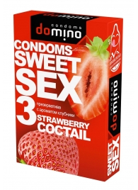 Презервативы для орального секса DOMINO Sweet Sex с ароматом клубничного коктейля  - 3 шт. - Domino - купить с доставкой в Саратове