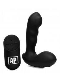 Черный стимулятор простаты Alpha-Pro 7X P-Milker Silicone Prostate Stimulator with Milking Bead - XR Brands - в Саратове купить с доставкой