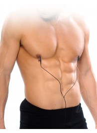 Черные электрические зажимы для сосков Shock Therapy Nipple Clamps - Pipedream - купить с доставкой в Саратове