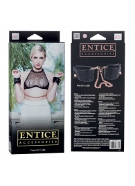 Черные мягкие наручники Entice French Cuffs с цепью - California Exotic Novelties - купить с доставкой в Саратове