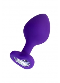 Фиолетовая анальная втулка Diamond Heart с прозрачным кристаллом - 8 см. - ToyFa - купить с доставкой в Саратове