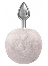 Серебристая анальная пробка с белым пушистым хвостиком Twinkle - Lola Games - купить с доставкой в Саратове